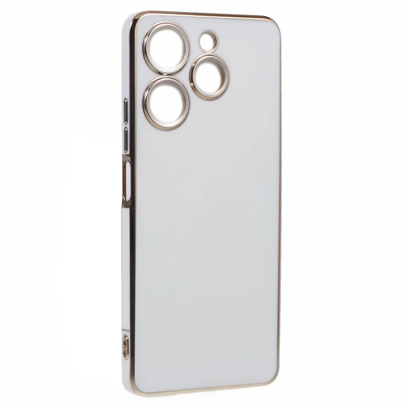 For TECNO Spark 10 Pro Case Electroplate Edge TPU Anti-Drop Phone Cover - White