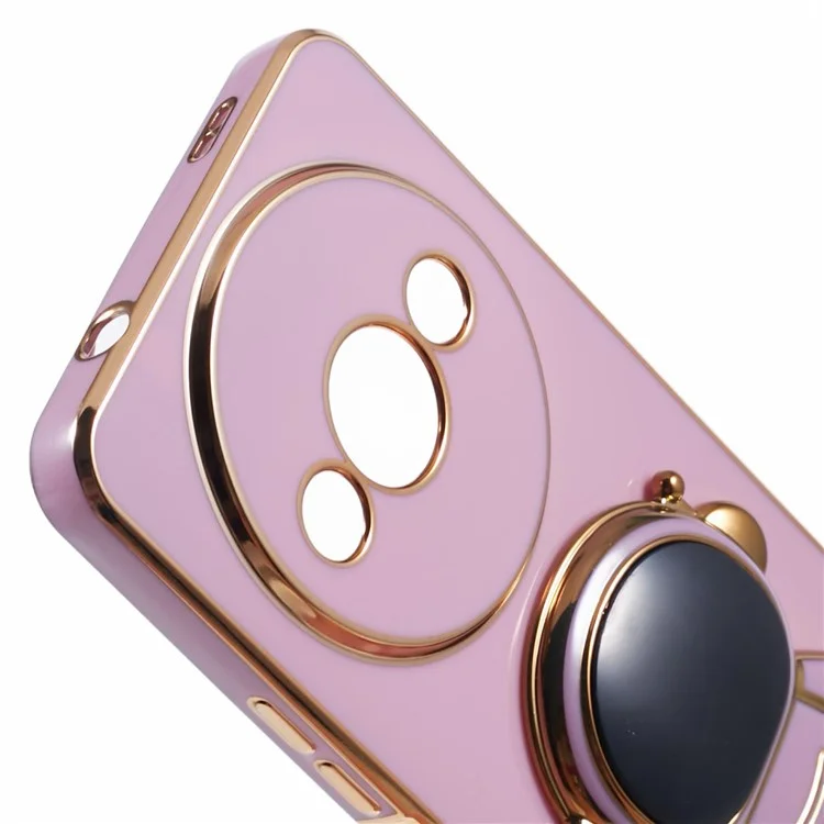 For Xiaomi Redmi A3 4G / Poco C61 4G Electroplating Case Astronaut Kickstand Design TPU Phone Cover - Purple