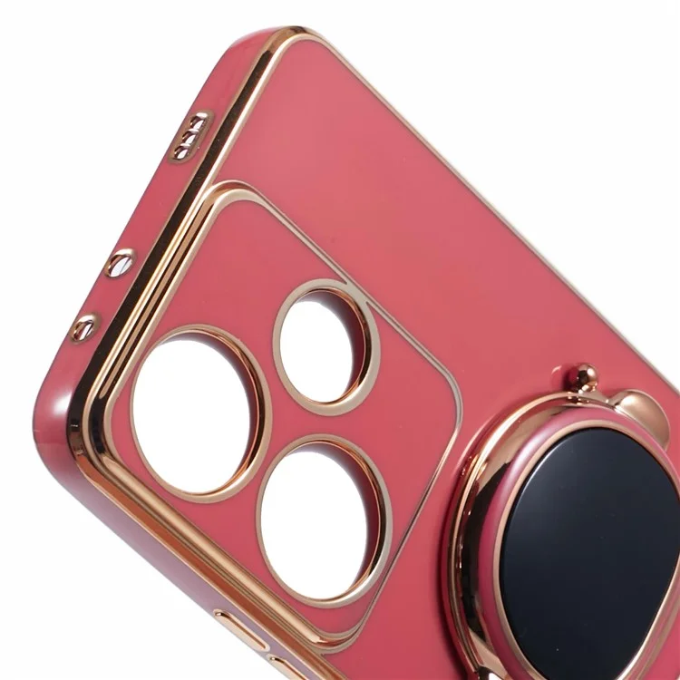 Pour Xiaomi Redmi Turbo 3 5G / Poco F6 5G Étui TPU Housse de téléphone Électroplaqué Astronaute Béquille Cachée - Rouge