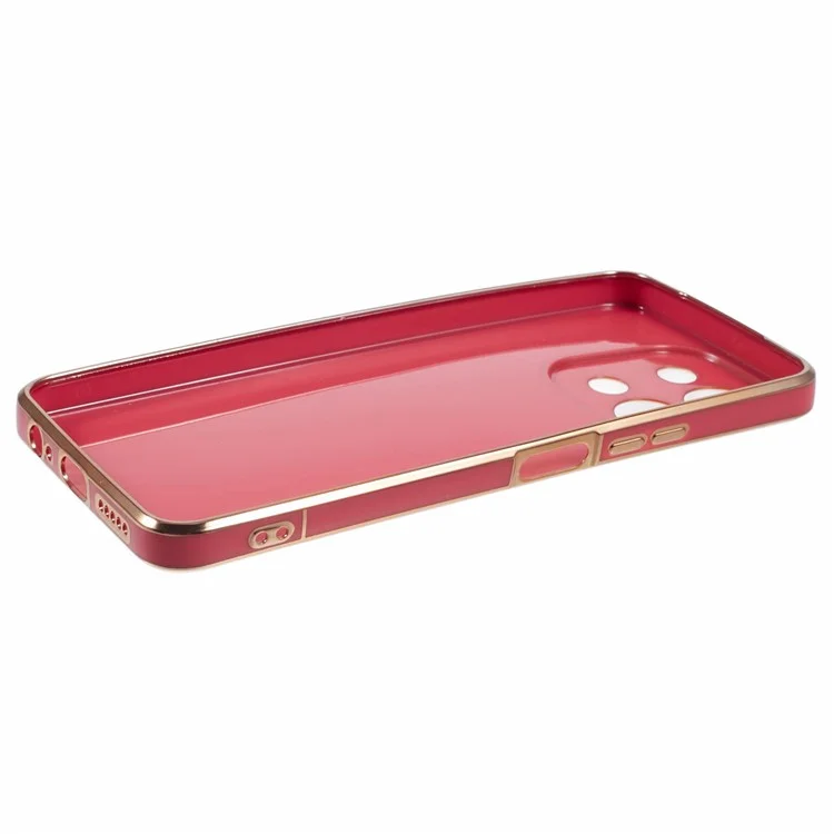 Für vivo Y28 4G Case Electroplating Soft TPU Handyhülle Astronaut Hidden Kickstand - Rot