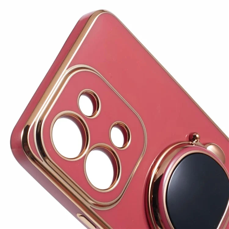 Für vivo Y28 4G Case Electroplating Soft TPU Handyhülle Astronaut Hidden Kickstand - Rot