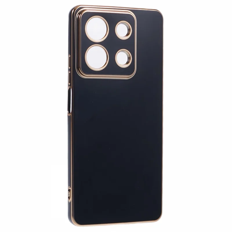 For Xiaomi Redmi Note 13 5G / Note 13R Pro 5G Case 6D Electroplating TPU Phone Cover Camera Lens Protection - Black
