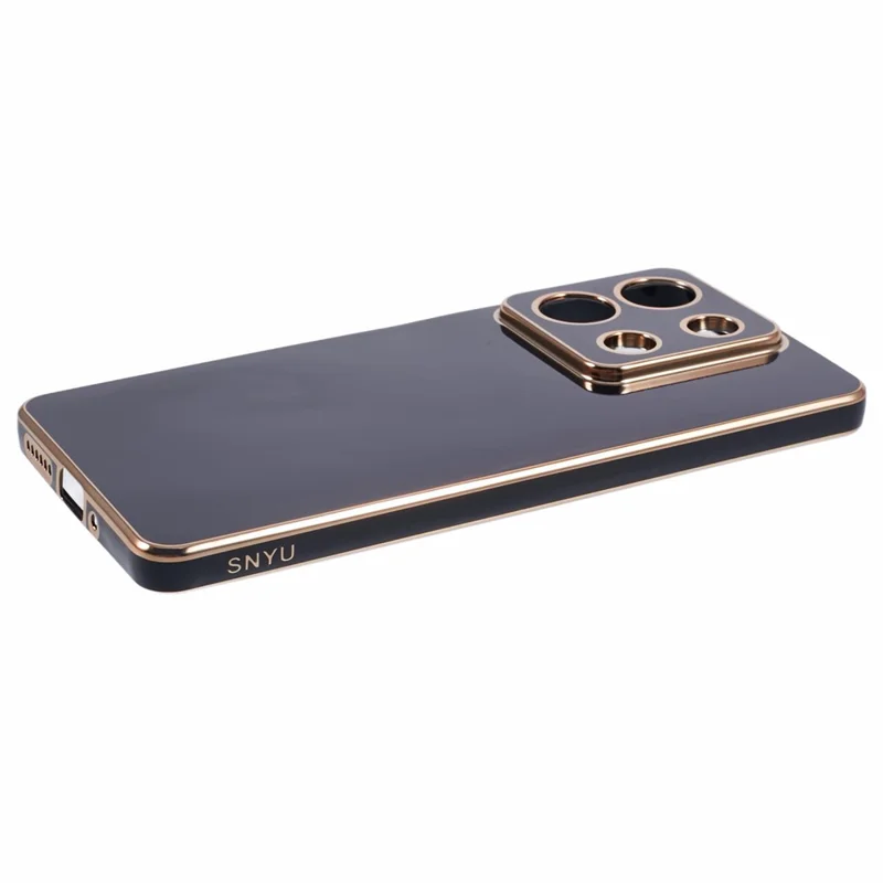 For Xiaomi Redmi Note 13 5G / Note 13R Pro 5G Case 6D Electroplating TPU Phone Cover Camera Lens Protection - Black