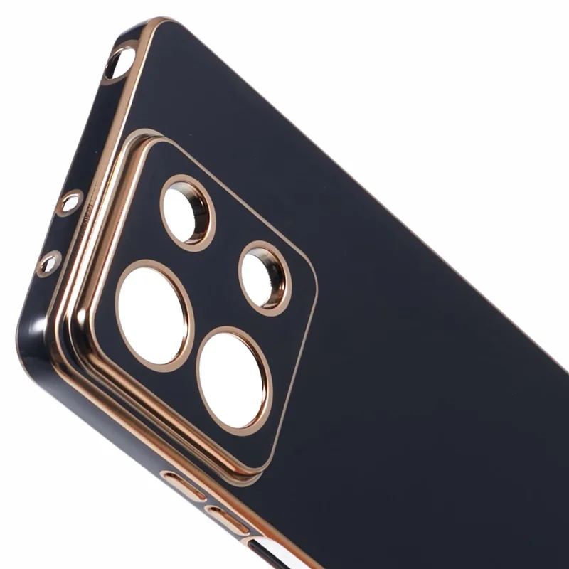 For Xiaomi Redmi Note 13 5G / Note 13R Pro 5G Case 6D Electroplating TPU Phone Cover Camera Lens Protection - Black