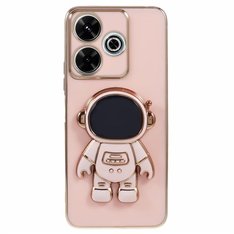 Para Xiaomi Redmi 13 5G / 13 4G / Note 13R 5G Funda Funda de Teléfono con Revestimiento Electrochapado de TPU Astronauta Lindo con Soporte - Rosa
