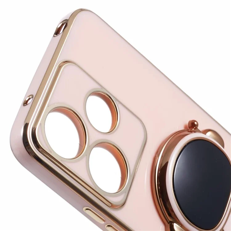 Para Xiaomi Redmi 13 5G / 13 4G / Note 13R 5G Funda Funda de Teléfono con Revestimiento Electrochapado de TPU Astronauta Lindo con Soporte - Rosa