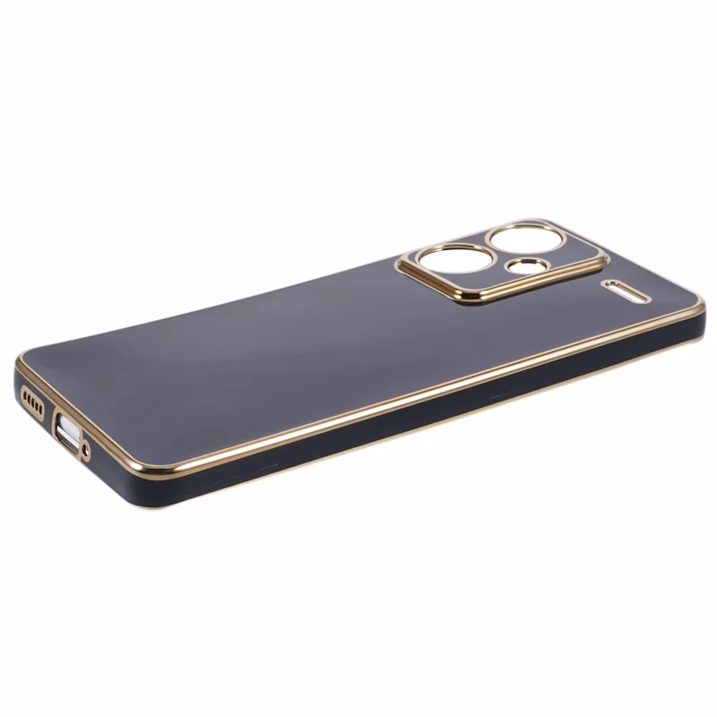 For Xiaomi Redmi Note 13 Pro+ 5G Case Glossy TPU Phone Cover 6D Electroplating  Drop Impact - Black