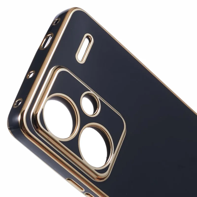 For Xiaomi Redmi Note 13 Pro+ 5G Case Glossy TPU Phone Cover 6D Electroplating  Drop Impact - Black