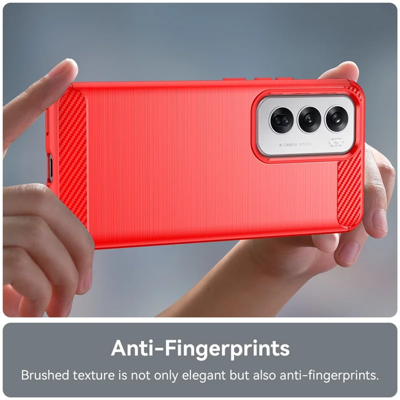 For Oppo Reno12 5G (Global) Case Carbon Fiber Texture Brushed TPU Phone Cover - Red