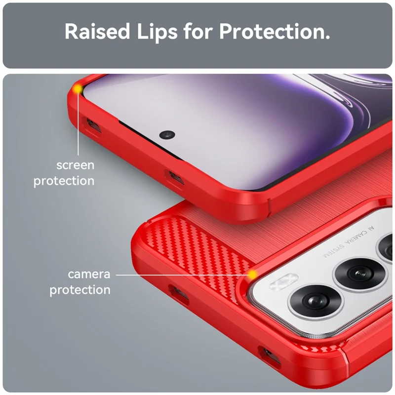For Oppo Reno12 5G (Global) Case Carbon Fiber Texture Brushed TPU Phone Cover - Red
