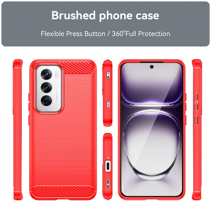 For Oppo Reno12 5G (Global) Case Carbon Fiber Texture Brushed TPU Phone Cover - Red