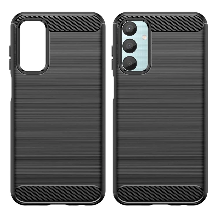 Для Samsung Galaxy M15 5G / F15 5G Brushed Case Carbon Fiber Texture TPU Phone Cover - Черный
