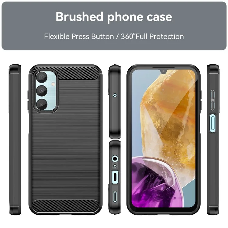 Для Samsung Galaxy M15 5G / F15 5G Brushed Case Carbon Fiber Texture TPU Phone Cover - Черный