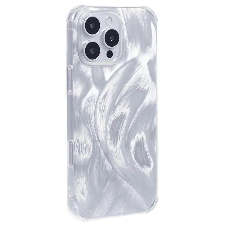 Für iPhone 16 Pro Case Drop Protective TPU Phone Cover mit funkelndem Papier - Aurora Feder