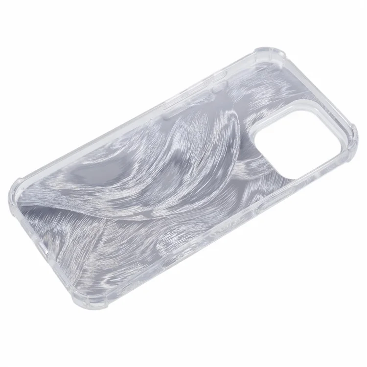 Für iPhone 16 Pro Case Drop Protective TPU Phone Cover mit funkelndem Papier - Aurora Feder