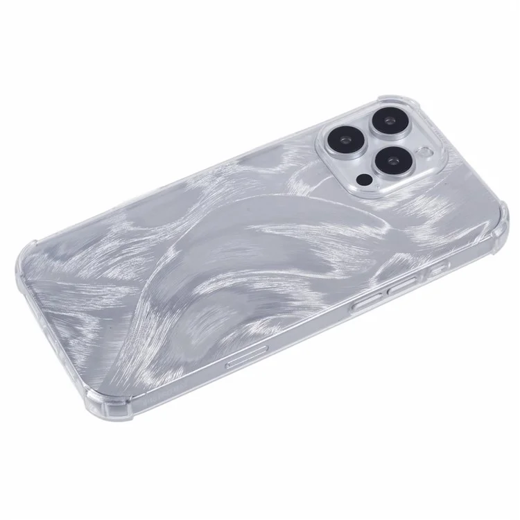 Für iPhone 16 Pro Case Drop Protective TPU Phone Cover mit funkelndem Papier - Aurora Feder