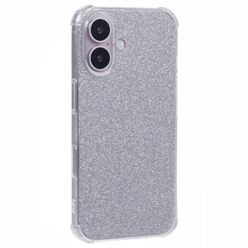 For iPhone 16 Plus Case Shiny Aesthetic TPU Phone Cover with Sparkly Paper - Glitter Silver