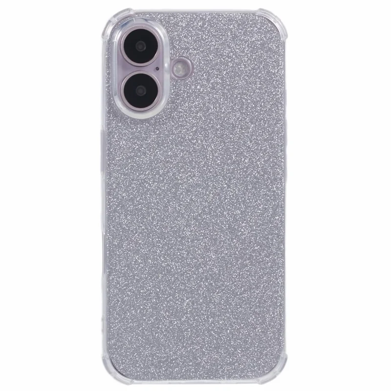 For iPhone 16 Plus Case Shiny Aesthetic TPU Phone Cover with Sparkly Paper - Glitter Silver