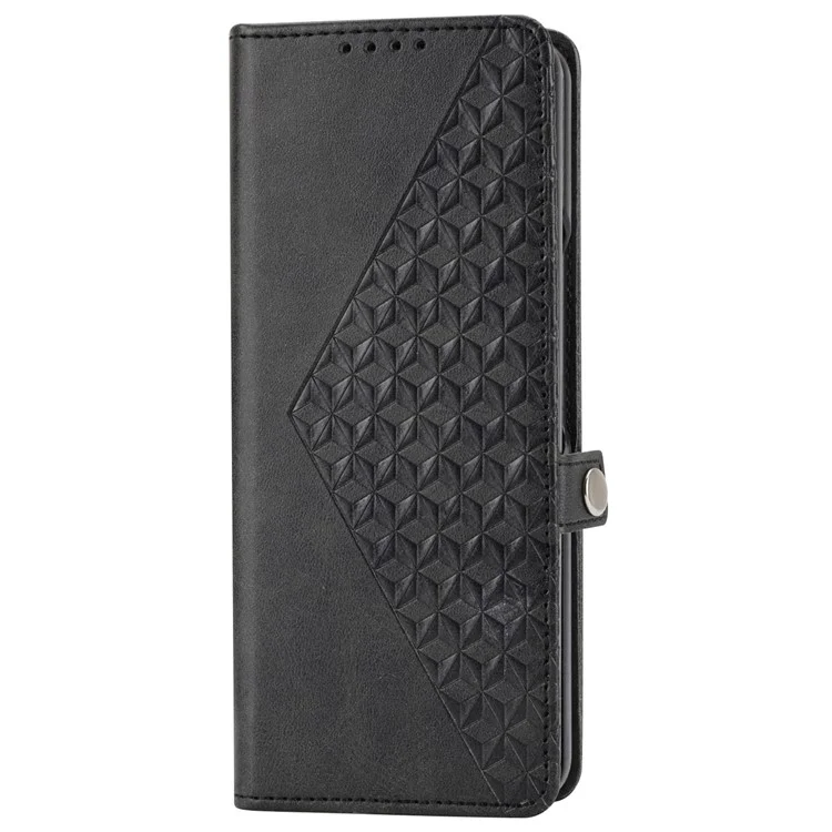 For Samsung Galaxy Z Fold6 5G Wallet Case Calf Texture PU Leather Phone Cover with Shoulder Strap - Black
