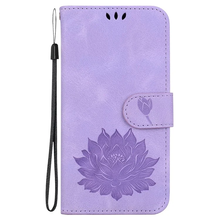 Para Xiaomi Poco F6 Pro 5G / Redmi K70 5G / K70 Pro 5G Funda de Cartera para Teléfono Móvil con Estampado de Loto - Púrpura