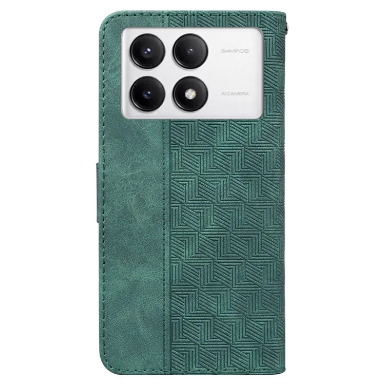 Для Xiaomi Poco F6 Pro 5G / Redmi K70 5G / K70 Pro 5G Чехол-книжка с геометрическим рисунком Кожаный чехол для телефона - Зеленый