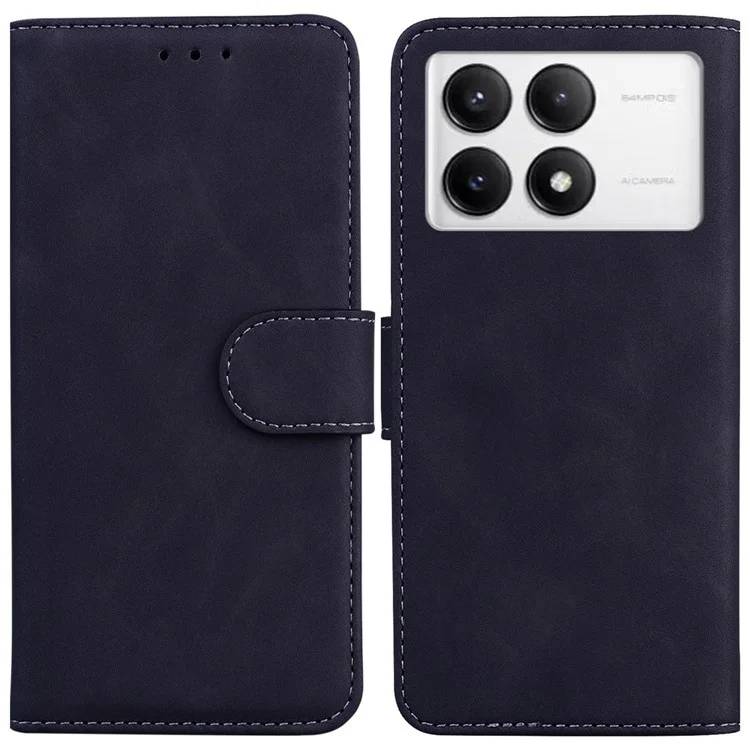 Per Xiaomi Poco F6 Pro 5G / Redmi K70 5G / K70 Pro 5G Cover per telefono Colore solido Custodia in pelle con portafoglio - Nero