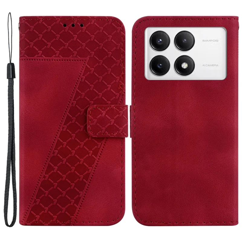 For Xiaomi Poco F6 Pro 5G / Redmi K70 5G / K70 Pro 5G Phone Case Pattern Imprint PU Leather Cover - Red