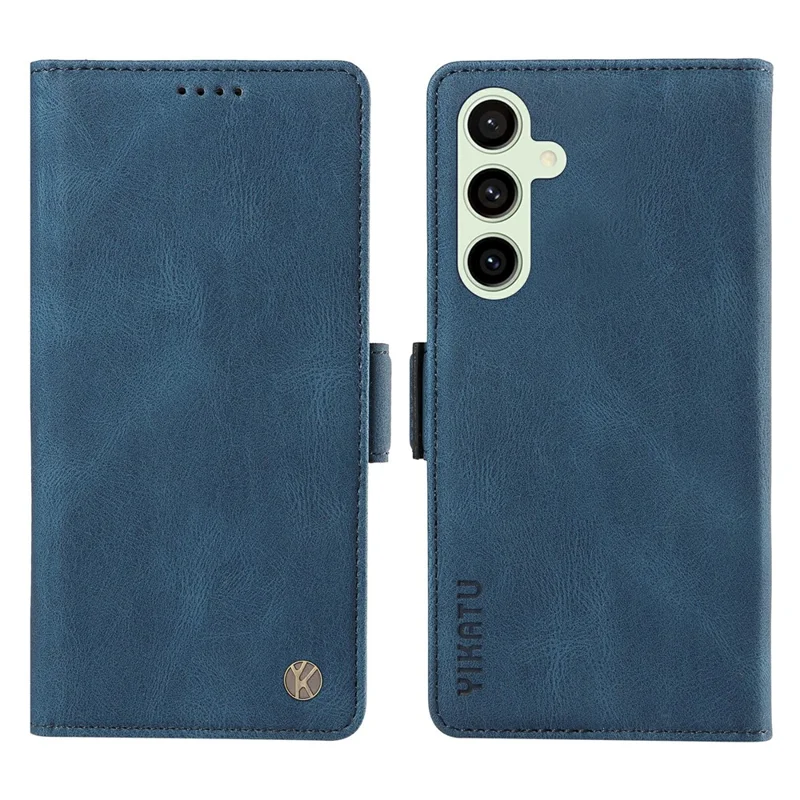 YIKATU YK-005 For Samsung Galaxy S24 FE Case Skin-Touch Wallet Leather Phone Cover - Blue