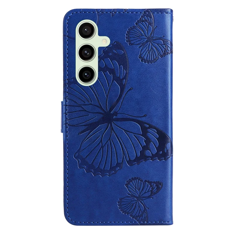 KT Imprinting Flower Series-2 For Samsung Galaxy S24 FE Case PU Leather Butterfly Phone Cover - Azul