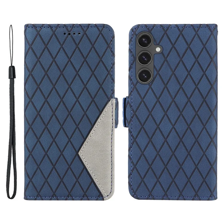 Für Samsung Galaxy S24 FE Case Wallet Card Slots Rhombus Leder Handyhülle - Blau