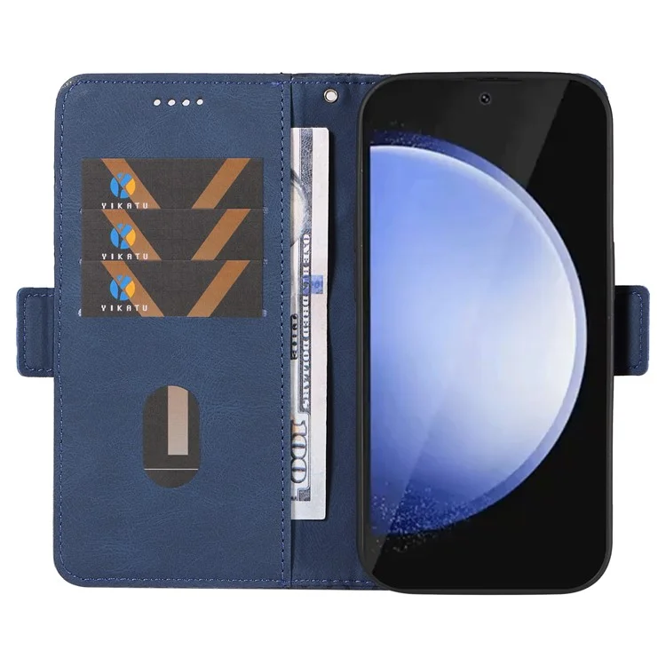 Für Samsung Galaxy S24 FE Case Wallet Card Slots Rhombus Leder Handyhülle - Blau