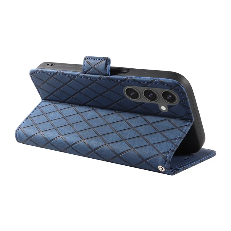 Für Samsung Galaxy S24 FE Case Wallet Card Slots Rhombus Leder Handyhülle - Blau