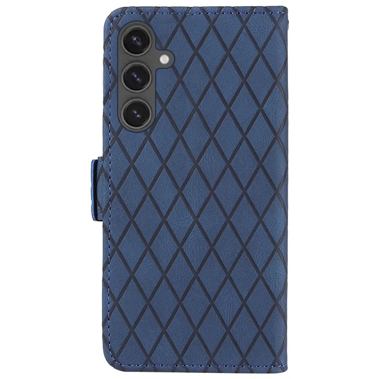 Für Samsung Galaxy S24 FE Case Wallet Card Slots Rhombus Leder Handyhülle - Blau