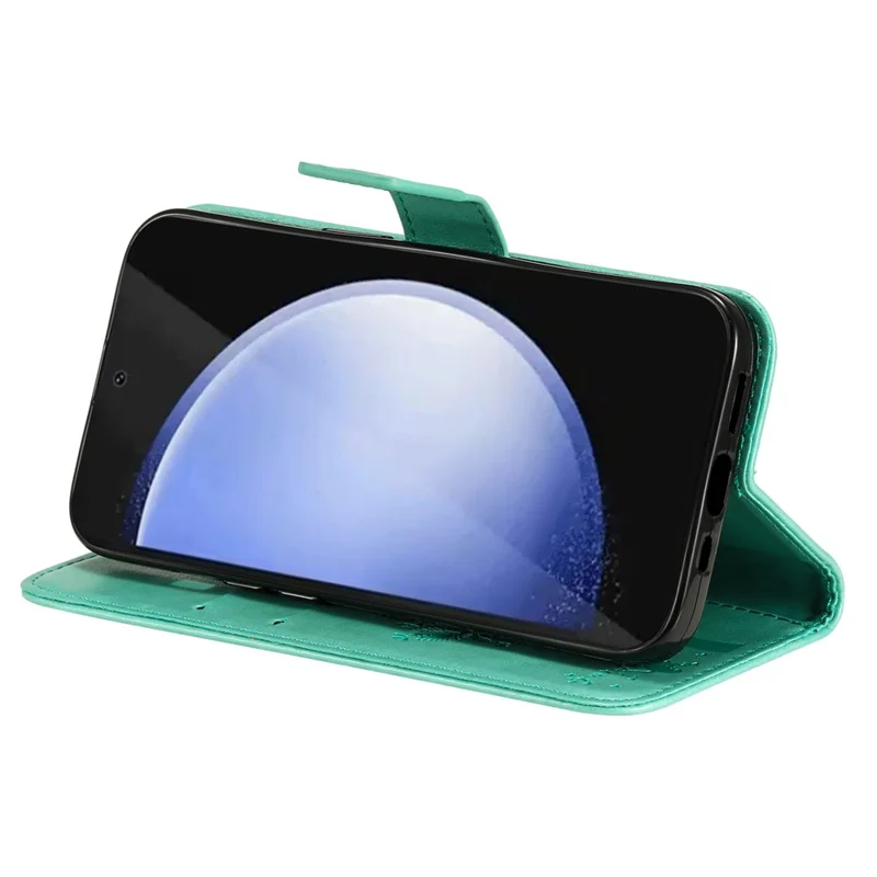 For Samsung Galaxy S24 FE Phone Case with Stand Cat Tree Pattern Leather Wallet Mobile Cover - Green