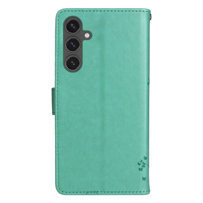 For Samsung Galaxy S24 FE Phone Case with Stand Cat Tree Pattern Leather Wallet Mobile Cover - Green
