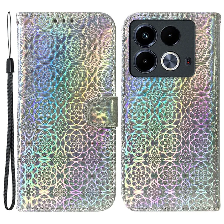 Für Infinix Note 40 Stand Case Dazzling Flower Leather Phone Cover - Grau