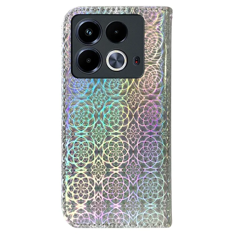 Für Infinix Note 40 Stand Case Dazzling Flower Leather Phone Cover - Grau