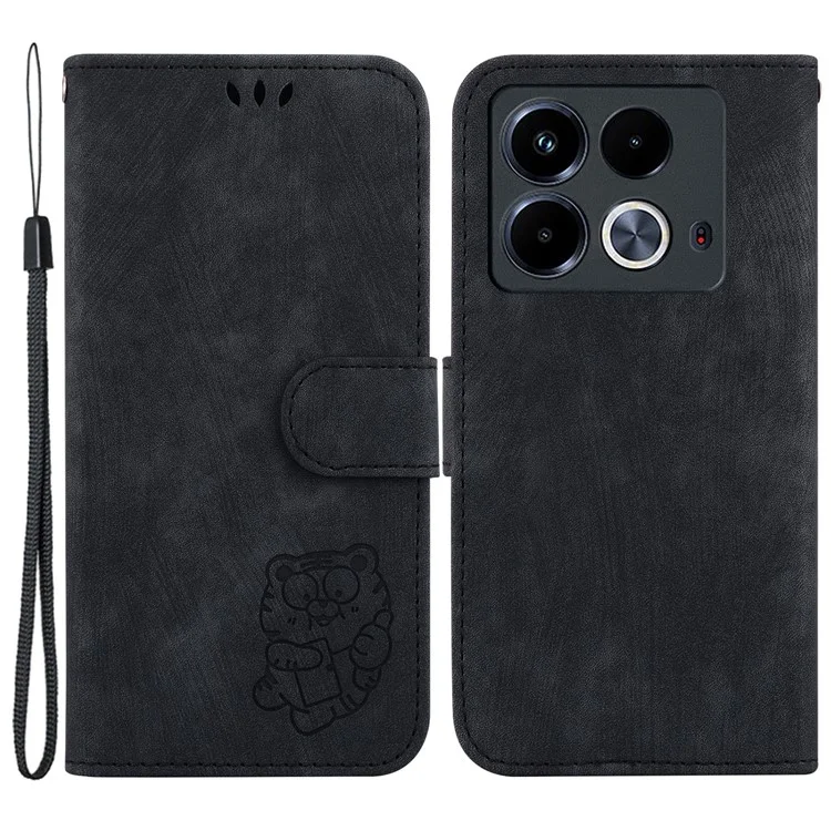 Per Infinix Note 40 Custodia Portafoglio per Telefono Simpatico Stampa Tigre Custodia a Portafoglio in Pelle - Nero