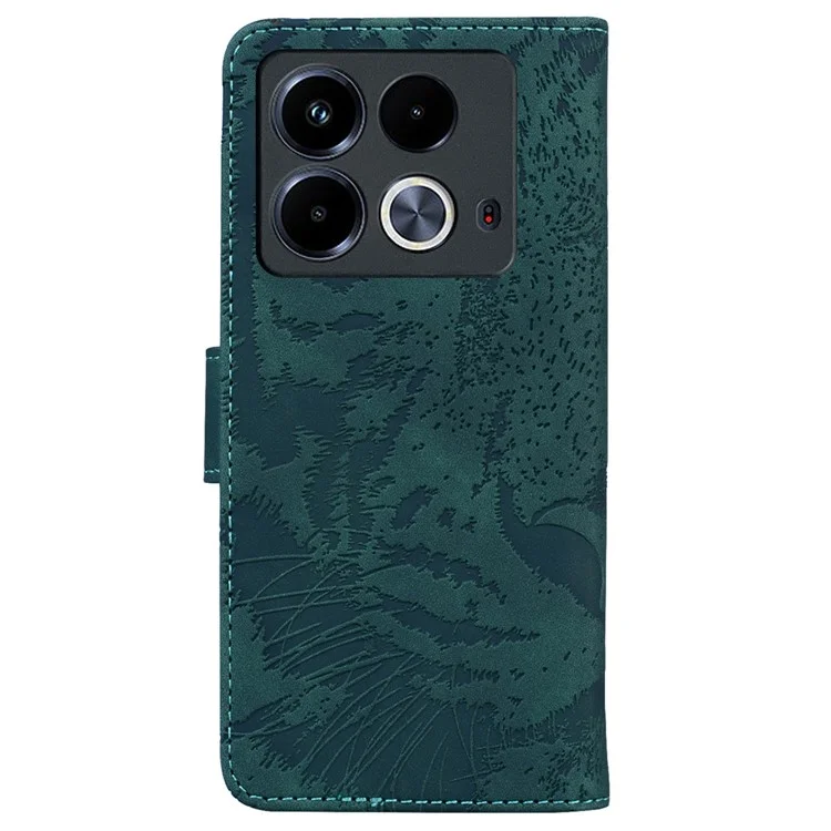 Para Infinix Note 40 Case Tiger Imprint Stand Leather Phone Cover - Verde