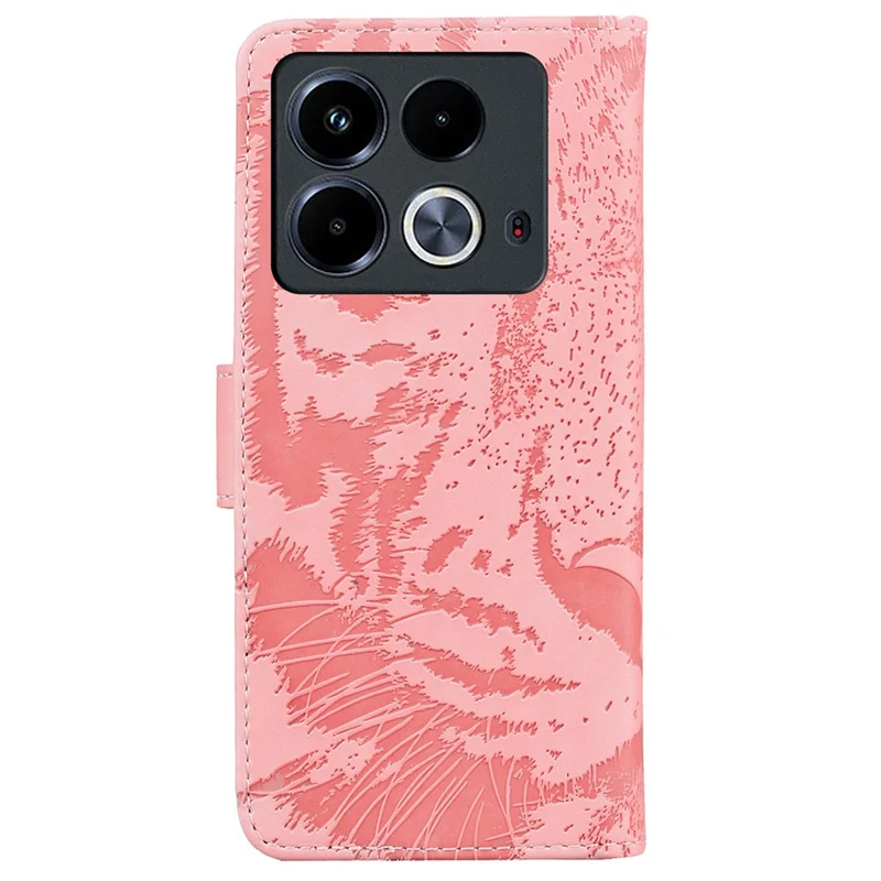For Infinix Note 40 Case Tiger Imprint Stand Leather Phone Cover - Pink