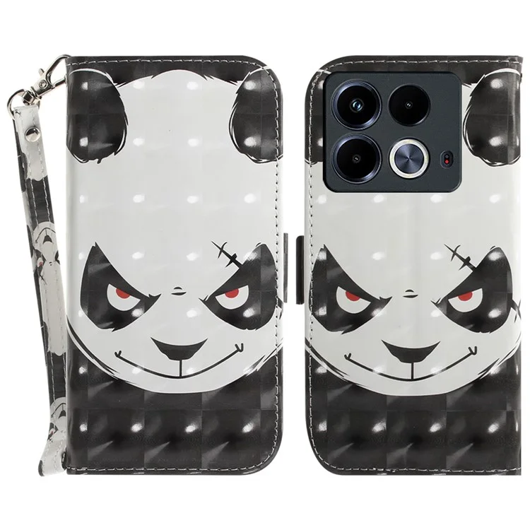 For Infinix Note 40 Phone Case 3D Pattern Print Leather Flip Wallet Cover - Angry Panda