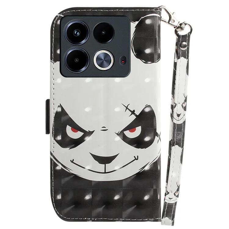 For Infinix Note 40 Phone Case 3D Pattern Print Leather Flip Wallet Cover - Angry Panda