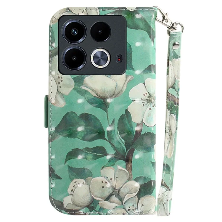 For Infinix Note 40 Phone Case 3D Pattern Print Leather Flip Wallet Cover - Watercolor Flowers