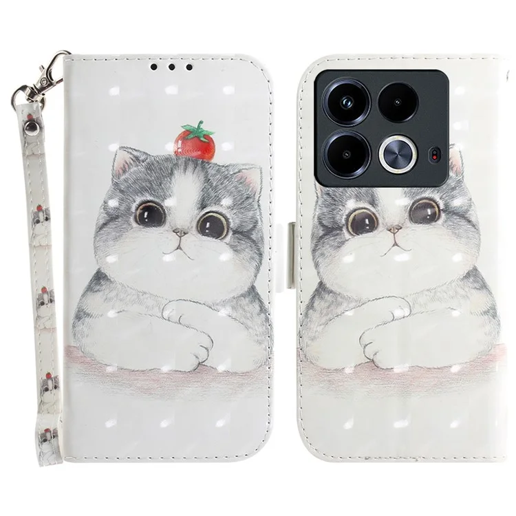 For Infinix Note 40 Phone Case 3D Pattern Print Leather Flip Wallet Cover - Cute Cat