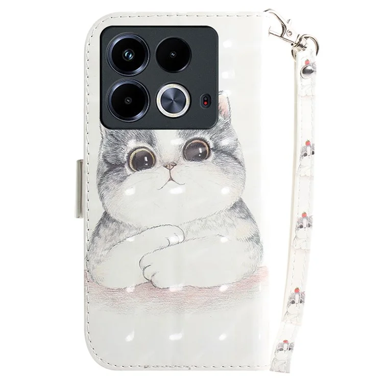 For Infinix Note 40 Phone Case 3D Pattern Print Leather Flip Wallet Cover - Cute Cat