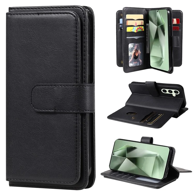 KT Multi-funktionale Serie-1 Für Samsung Galaxy S24 FE Case Wallet PU Leder Handy Geldbörse - Schwarz