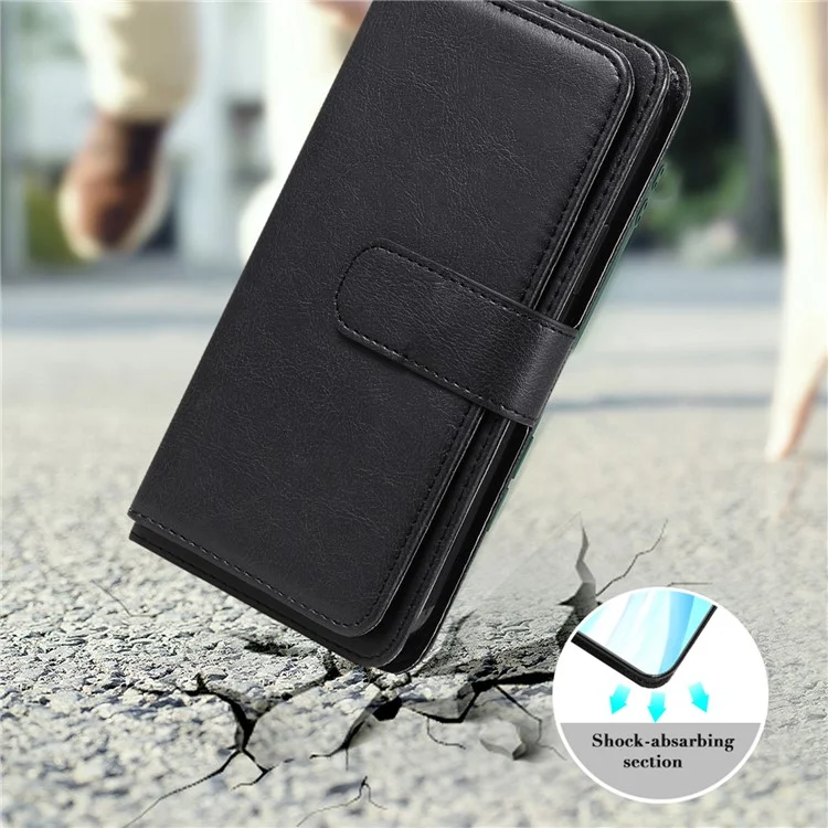KT Multi-funktionale Serie-1 Für Samsung Galaxy S24 FE Case Wallet PU Leder Handy Geldbörse - Schwarz