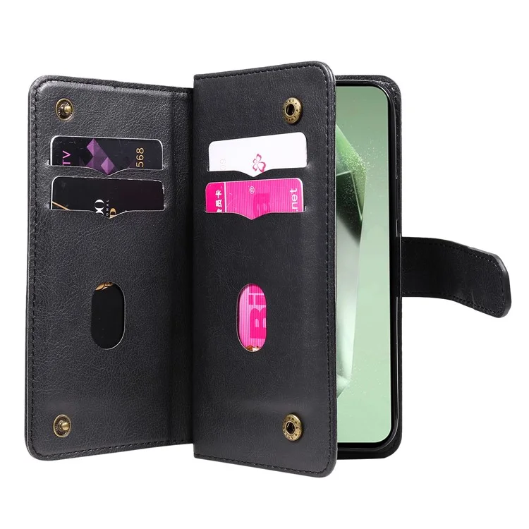 KT Multi-funktionale Serie-1 Für Samsung Galaxy S24 FE Case Wallet PU Leder Handy Geldbörse - Schwarz