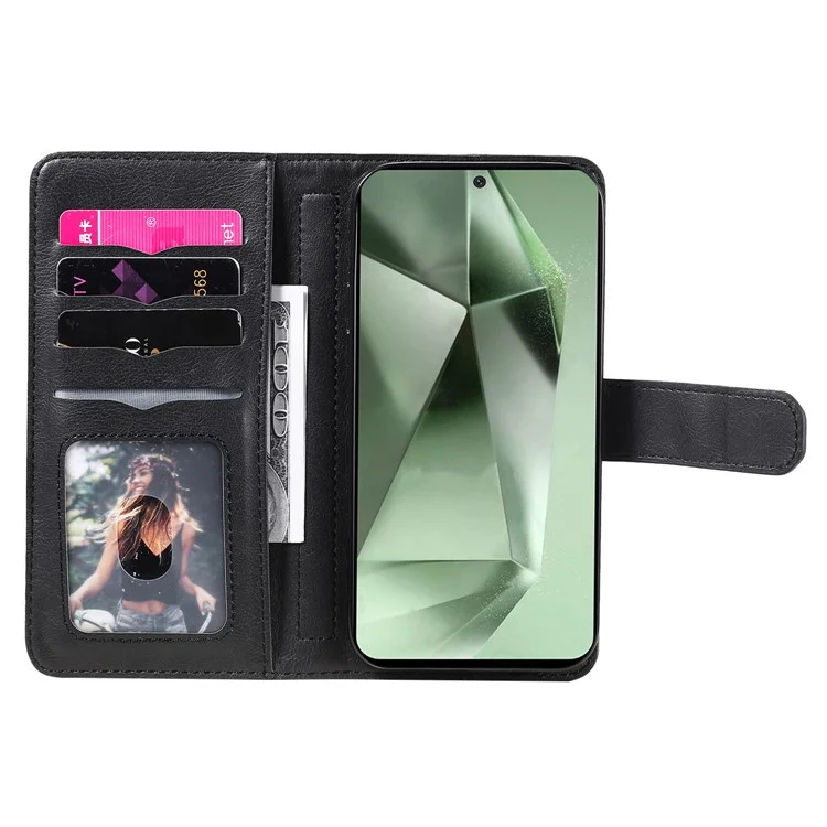 KT Multi-funktionale Serie-1 Für Samsung Galaxy S24 FE Case Wallet PU Leder Handy Geldbörse - Schwarz
