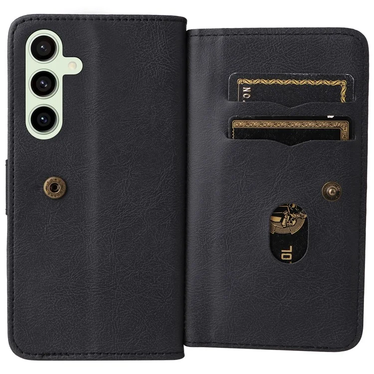 KT Multi-funktionale Serie-1 Für Samsung Galaxy S24 FE Case Wallet PU Leder Handy Geldbörse - Schwarz